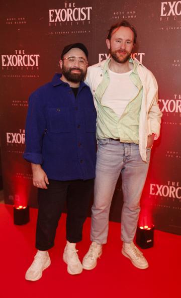 Conor Merriman and Adam Hurley pictured at a special preview screening of THE EXORCIST: BELIEVER at The Stella Cinema, Ranelagh ahead of its release in cinemas nationwide this Friday October 6th. Picture Andres Poveda