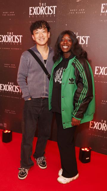 Kink Ye and Miriam Asiyanbi pictured at a special preview screening of THE EXORCIST: BELIEVER at The Stella Cinema, Ranelagh ahead of its release in cinemas nationwide this Friday October 6th. Picture Andres Poveda