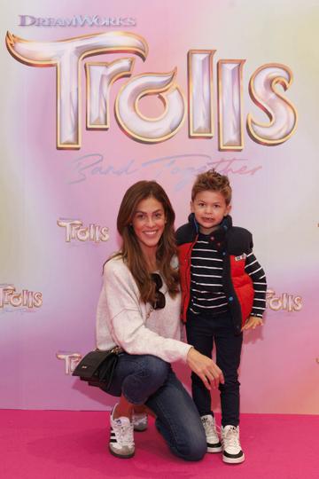 Glenda Gilson and son Bobby pictured at a special preview screening of Trolls Band Together at Movies@ The Square, Dublin. Trolls Band Together is in cinemas next Friday October 20th. Picture Andres Poveda