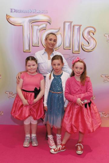 Marissa Carter with Saorise Tierney, Aimee Morrissey and BB O'Flaherty pictured at a special preview screening of Trolls Band Together at Movies@ The Square, Dublin. Trolls Band Together is in cinemas next Friday October 20th. Picture Andres Poveda