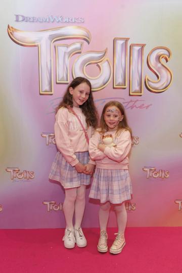 Millie (10) and Ruby Soye (7) from Balgriffin pictured at a special preview screening of Trolls Band Together at Movies@ The Square, Dublin. Trolls Band Together is in cinemas next Friday October 20th. Picture Andres Poveda