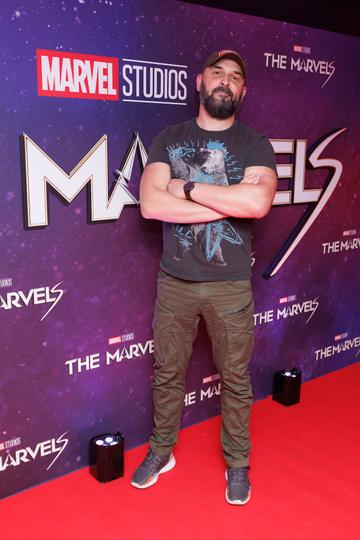 Arek Wroblewski pictured at the Irish Premiere screening of Marvel Studios The Marvels at Cineworld Dublin. In cinemas this Friday. Picture Andres Poveda