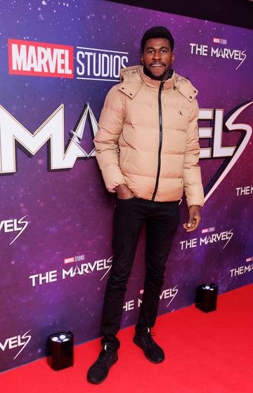 David Akele pictured at the Irish Premiere screening of Marvel Studios The Marvels at Cineworld Dublin. In cinemas this Friday. Picture Andres Poveda