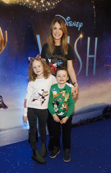  De Woods with Eleanor (7) and Nathan (5) pictured at the Family Premiere Screening of Disney’s Wish. In cinemas only from November 24 Picture Andres Poveda
