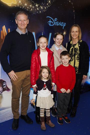 Damien and Miriam Garrihy with MClodagh (3) Patrick (7) Jane (10) Fiona (11) from Newcastle West pictured at the Family Premiere Screening of Disney’s Wish. In cinemas only from November 24 Picture Andres Poveda