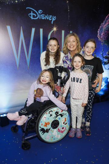 Lucy McConnell (16) with Sally Martin (14), Niamh O'Brien and Saoirse Foley and Allanah Foley (7) pictured at the Family Premiere Screening of Disney’s Wish. In cinemas only from November 24 Picture Andres Poveda