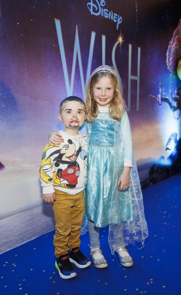 Rhyse (3) and Lucy Byrne from Johnstown pictured at the Family Premiere Screening of Disney’s Wish. In cinemas only from November 24 Picture Andres Poveda
