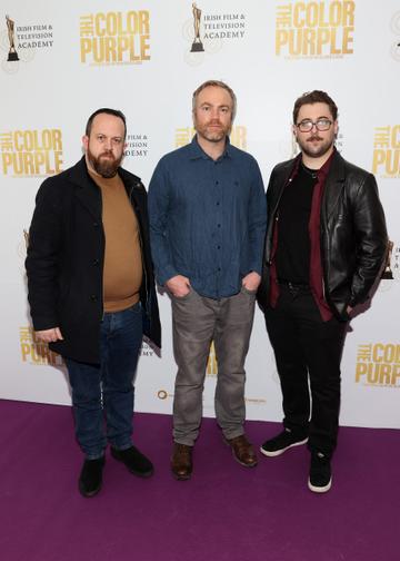 Johnny Mooney ,Aidan O Sullivan and Ross McCarthy pictured at the IFTA screening of The Color Purple at the Lighthouse Cinema,Dublin.Picture Brian McEvoyNo Repro fee for one use