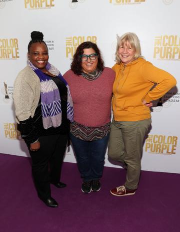 Antoinette Doyle, Silvana Benedetto and Hedda Kaphengst pictured at the IFTA screening of The Color Purple at the Lighthouse Cinema,Dublin.
Picture Brian McEvoy
No Repro fee for one use