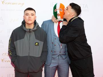 Mo Chara, DJ Provai and Moglai Bap, from the band Kneecap, pictured at the IFTA Awards 2024 at the Dublin Royal Convention Centre.

Picture: Brian McEvoy
