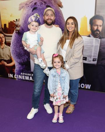 George McMahon with his wife Rachel and their children Frankie and Kody pictured at the special screening of the film IF at the Odeon Cinema in Point Square,Dublin.
Picture Brian McEvoy