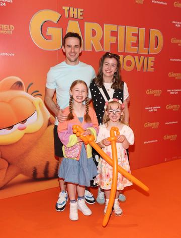 Adam Carroll ,Katrina Carroll,Bonnie Carroll and Nainsy Carroll at the multimedia screening of The Garfield Movie in Movies @The Square,Tallaght,Dublin.
Picture Brian McEvoy
