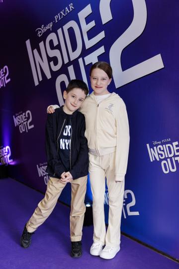 Dexter Devine (8) Brooke Devine (12) pictured at the Irish Premiere Screening of Disney Pixar's  'Inside Out 2' in the Light house Cinema Dublin. Picture Andres Poveda