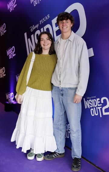 Rose O'Dwyer and Cormack McGinn pictured at the Irish Premiere Screening of Disney Pixar's  'Inside Out 2' in the Light house Cinema Dublin. Picture Andres Poveda