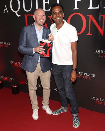 David Mitchell and Clint Drieberg pictured at the special preview screening of  A Quiet Place:Day One at  Cineworld, Dublin.
Picture Brian McEvoy