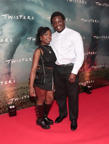 Michelle Osagie and Declan Bayo-Akinyemi at the Irish premiere of Twisters at Cineworld, Dublin.
Picture Brian McEvoy