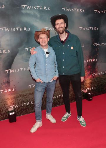 Graham O Toole and Nathan O Reilly at the Irish premiere of Twisters at Cineworld, Dublin.
Picture Brian McEvoy